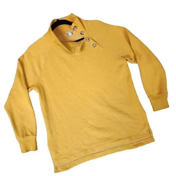 J. Crew Sweatshirt Women's Size Small Sunflower Gold/Yellow 4 Button Mock Neck - Picture 3 of 9